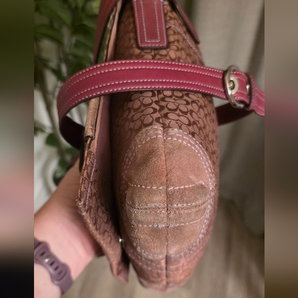 Coach Belted Soho Flap Pink Signature C Fabric and Suede Crossbody - Picture 12 of 13